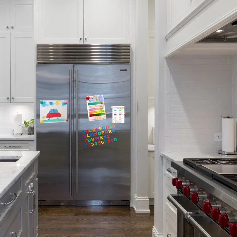 Emotion Coaching at Home routine and menu displayed at a distance in a faceless family kitchen
