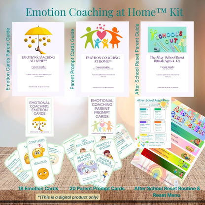 Emotion Coaching at Home™ digital toolkit with parent prompt cards, emotion cards, and parent guides.