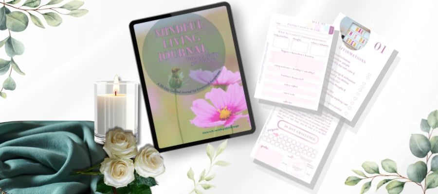Hands using the Mindful Living Journal for a personal emotional check-in
