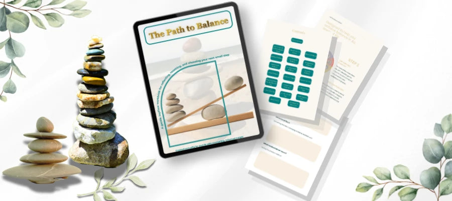The Path to Balance workbook cover and high-level page overview