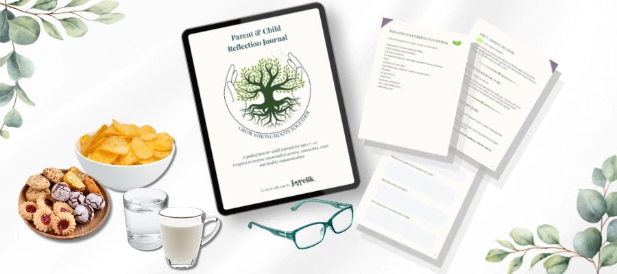 High-level Parent and Child Reflection Journal page overview with proprietary text obscured