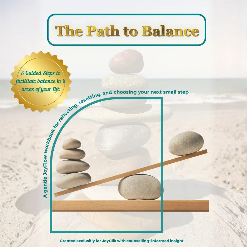 The Path to Balance digital workbook cover with the JoyFlow Balance Wheel concept
