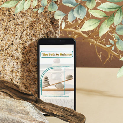 The Path to Balance digital workbook displayed on a mobile phone