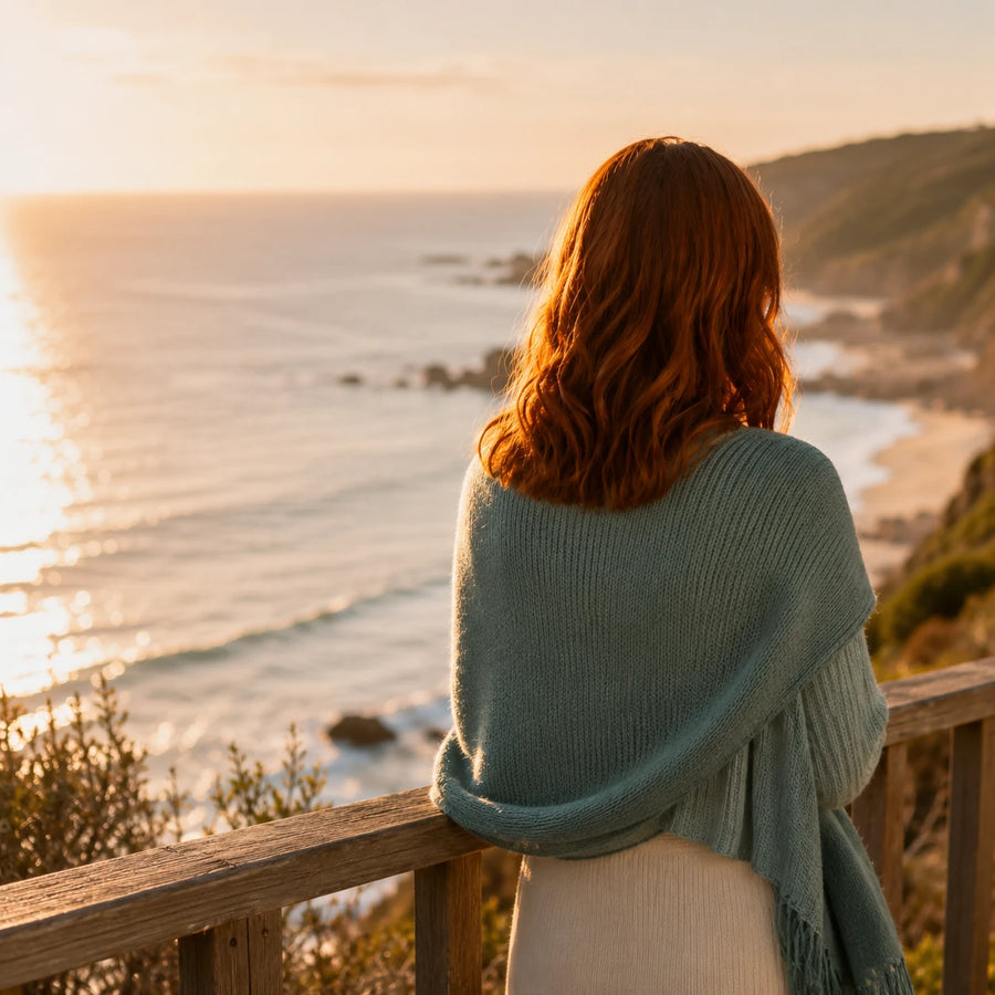 Jeny, founder of JoyClik, looking out towards the ocean